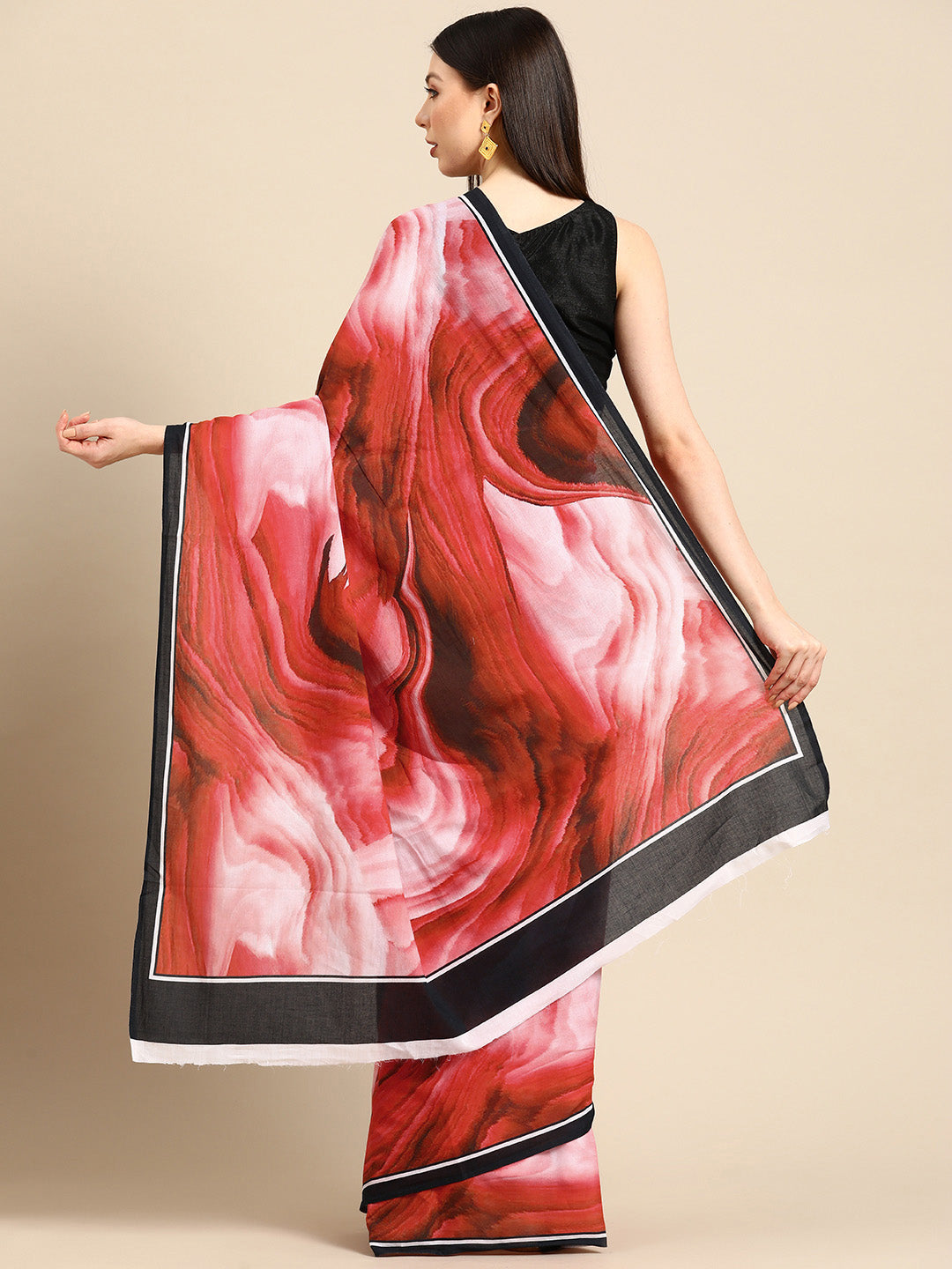 Buta Buti Maroon Colour Abstract  Printed Pure Cotton Saree With Unstitched Blouse