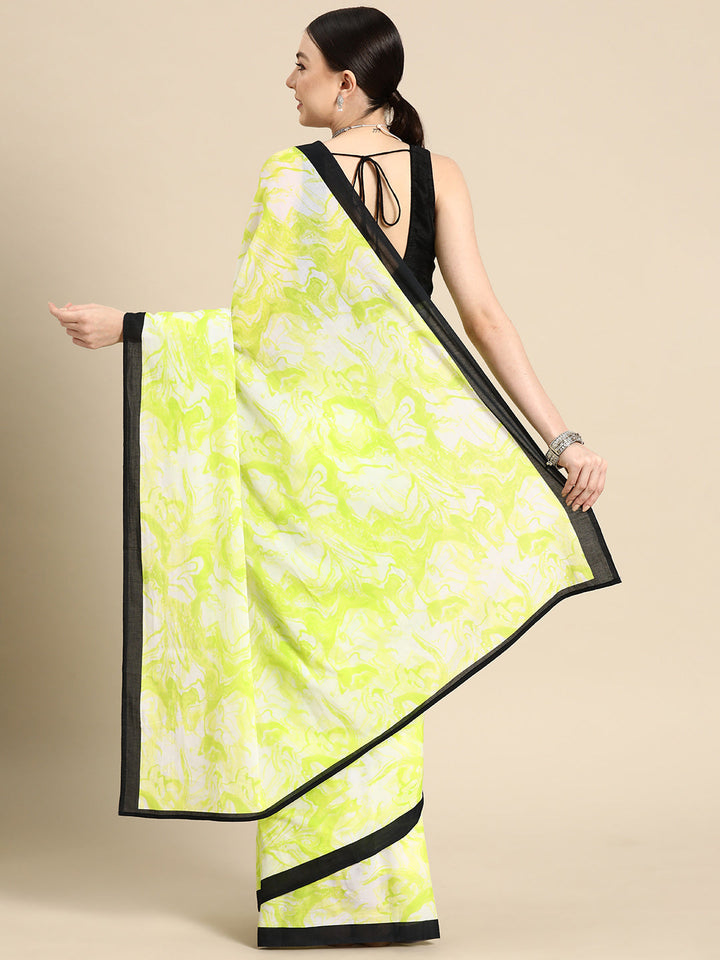 Buta Buti Green Colour Abstract  Printed Pure Cotton Saree With Unstitched Blouse