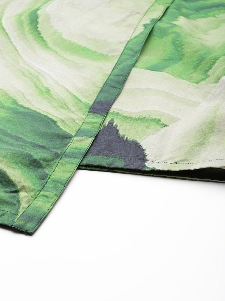 Green Psychedelic Printed Mini Skirt Coordset