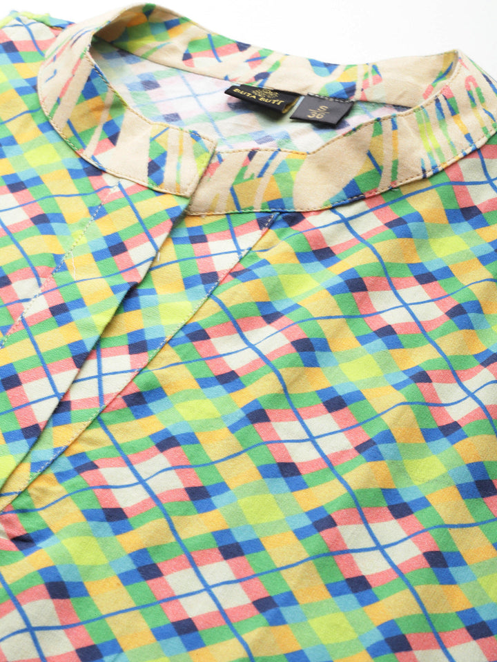 Green Color Floral Printed Pure Cotton  Kurta Set
