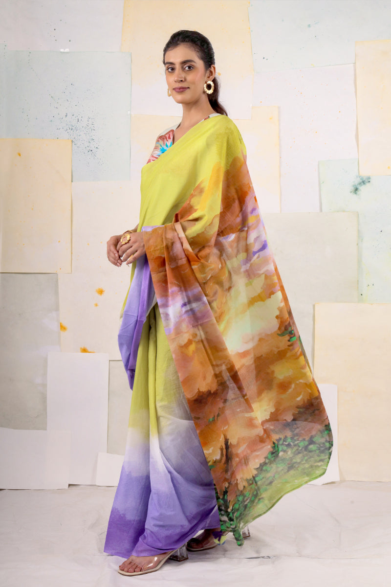 Lemon butterscape saree