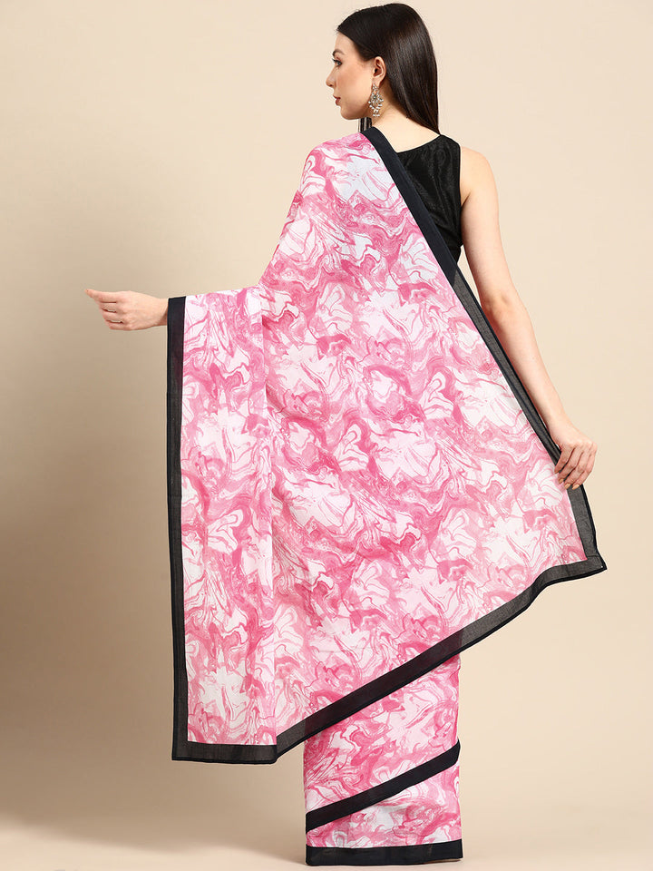 Buta Buti Pink Colour Abstract  Printed Pure Cotton Saree With Unstitched Blouse