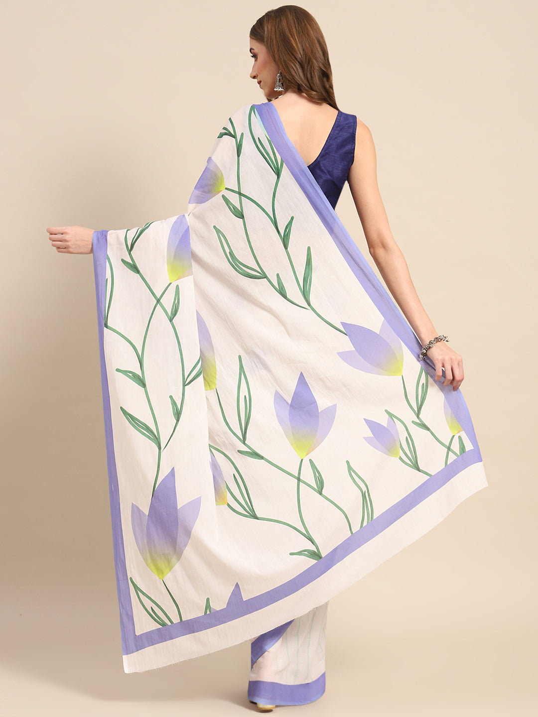 Buta Buti Lavender Color Floral  Printed Saree With Unstitched Blouse