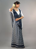 Buta Buti Blue Colour Ethnic Motifs Printed Pure Cotton Saree With Unstitched Blouse And Lace
