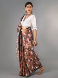 Buta Buti Multi Colour Floral Printed Pure Cotton Saree With Unstitched Blouse And Lace