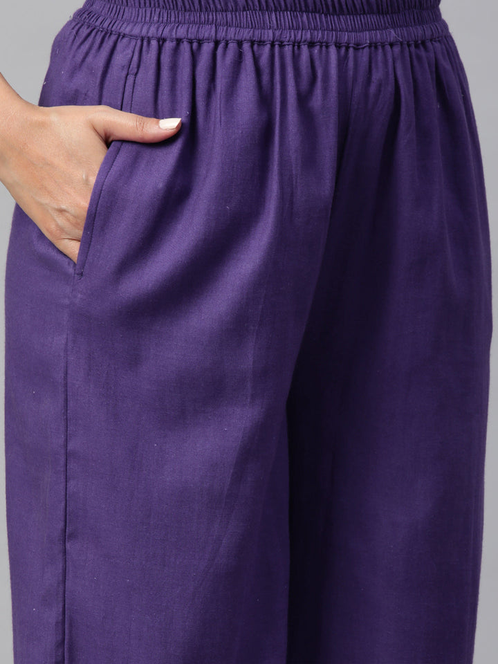 Purple Color Floral Printed Pure Cotton  Kurta Set