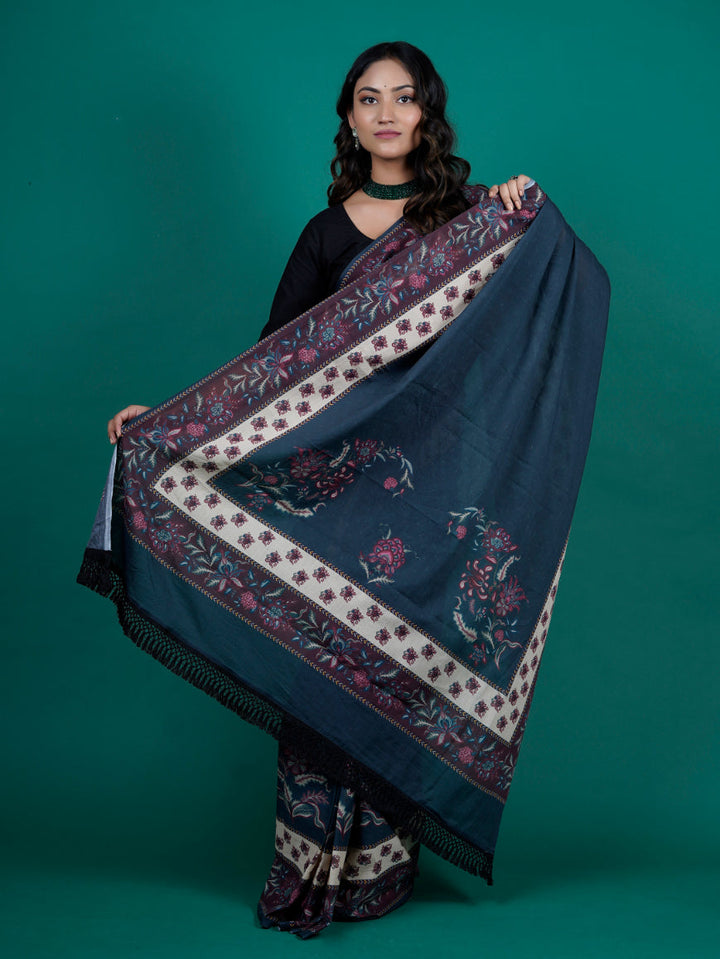 Buta Buti Chintz Floral Printed Cotton Tasseled Saree