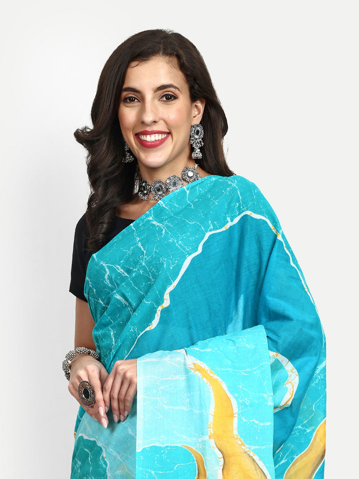 Buta Buti Batik Print Pure Cotton Tasseled Saree