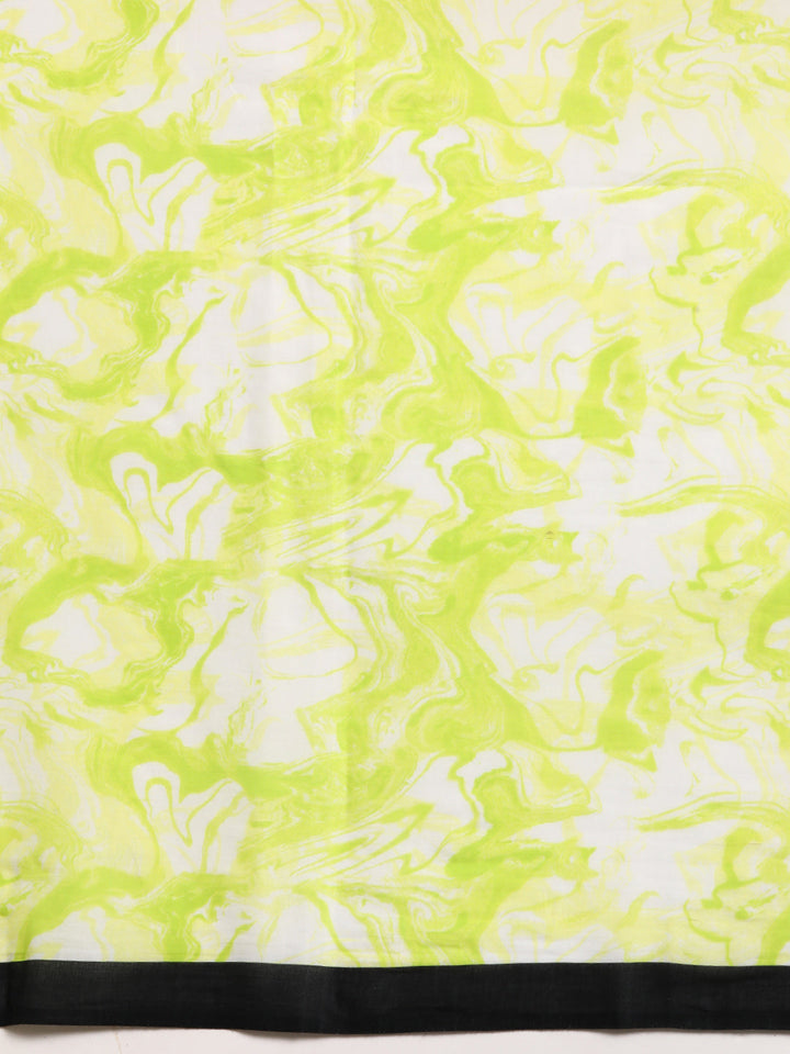Buta Buti Green Colour Abstract  Printed Pure Cotton Saree With Unstitched Blouse