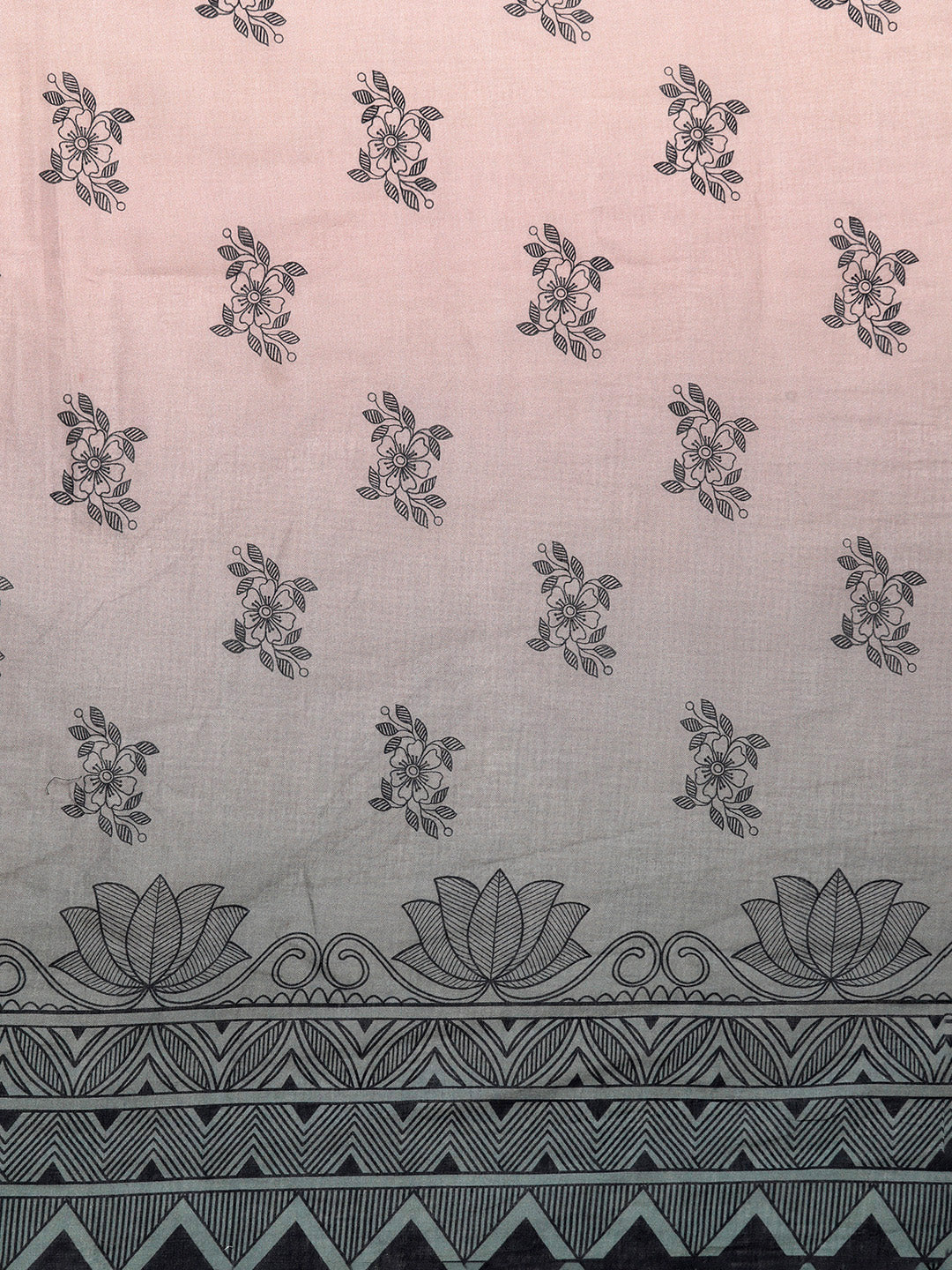 Buta Buti Multi Colour Floral Printed Pure Cotton Saree With Unstitched Blouse And Lace