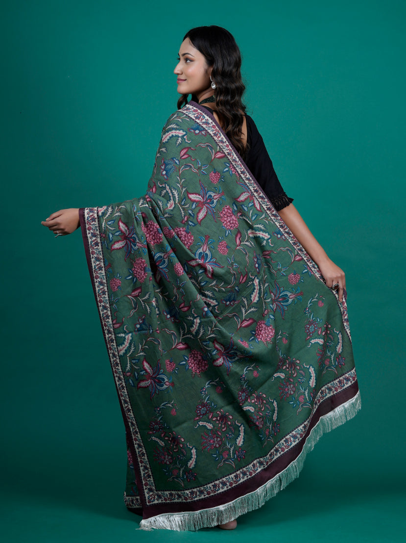 Buta Buti Chintz Floral Printed Cotton Tasseled Saree