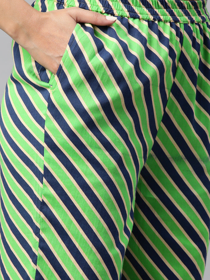 Green Color Floral Printed Pure Cotton  Kurta Set