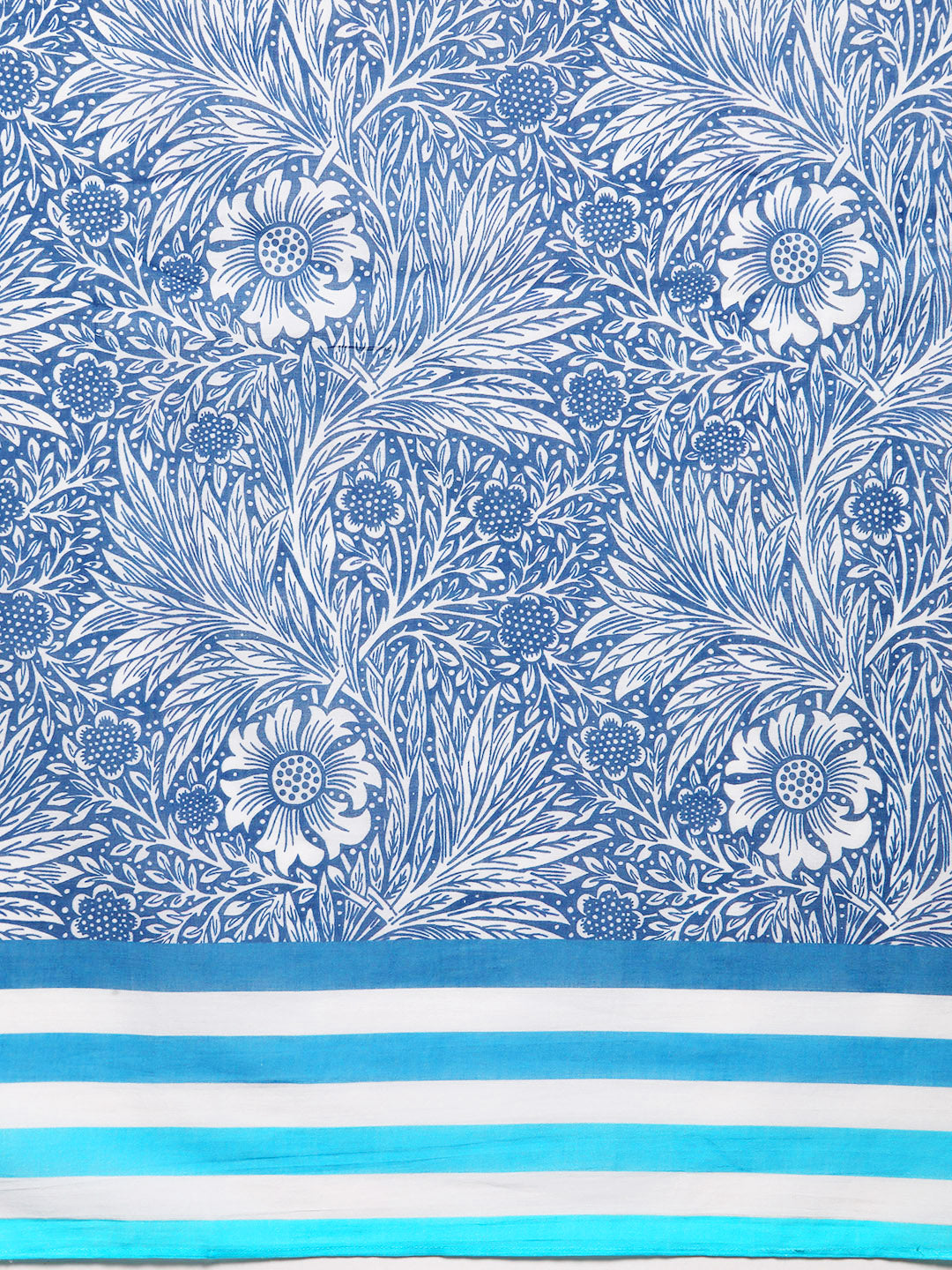 Buta Buti Blue Colour Floral  Printed Pure Cotton Saree With Unstitched Blouse