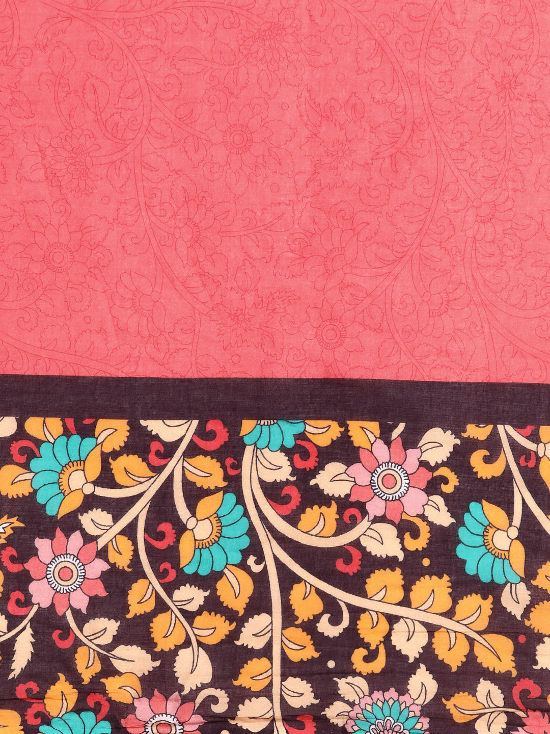 Buta Buti Pink Colour Floral Printed Pure Cotton Saree With Unstitched Blouse And Lace