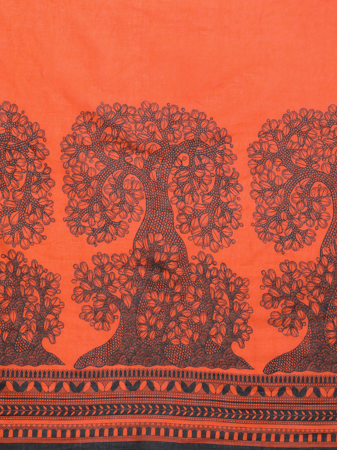 Buta Buti Orange Colour Floral Printed Pure Cotton Saree With Unstitched Blouse And Lace