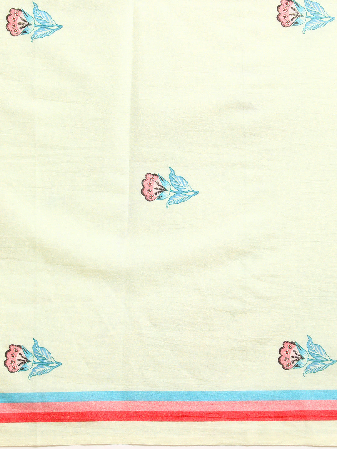 Buta Buti Cream Colour Floral  Printed Pure Cotton Saree With Unstitched Blouse