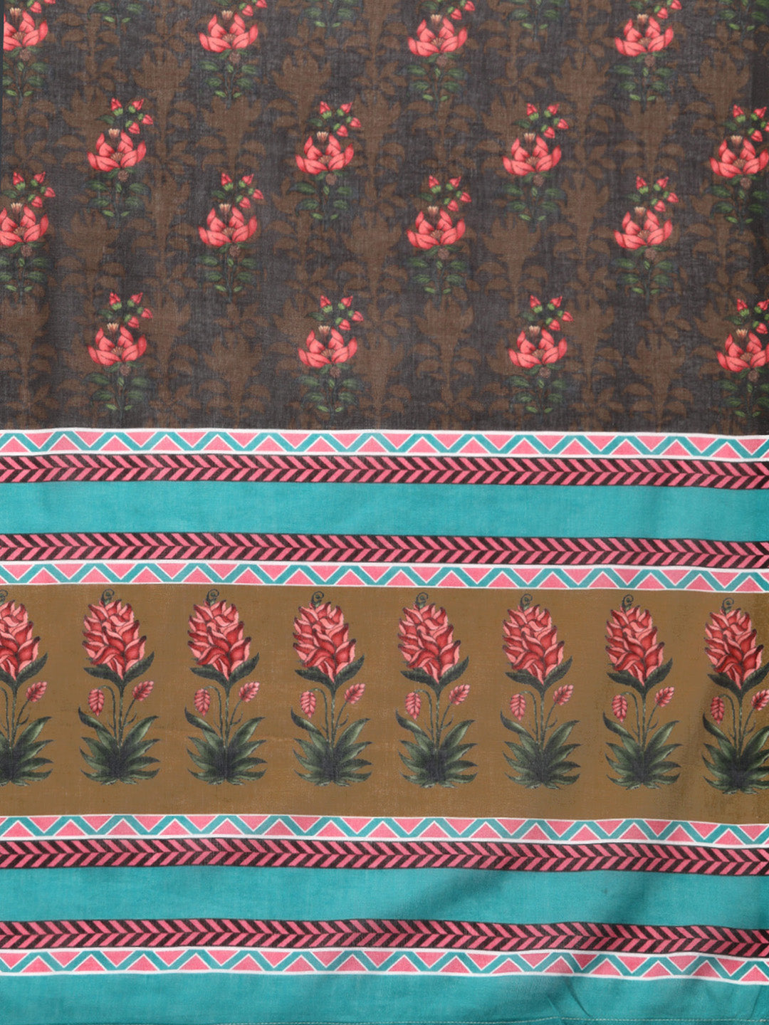 Buta Buti Multi Colour Floral Printed Pure Cotton Saree With Unstitched Blouse
