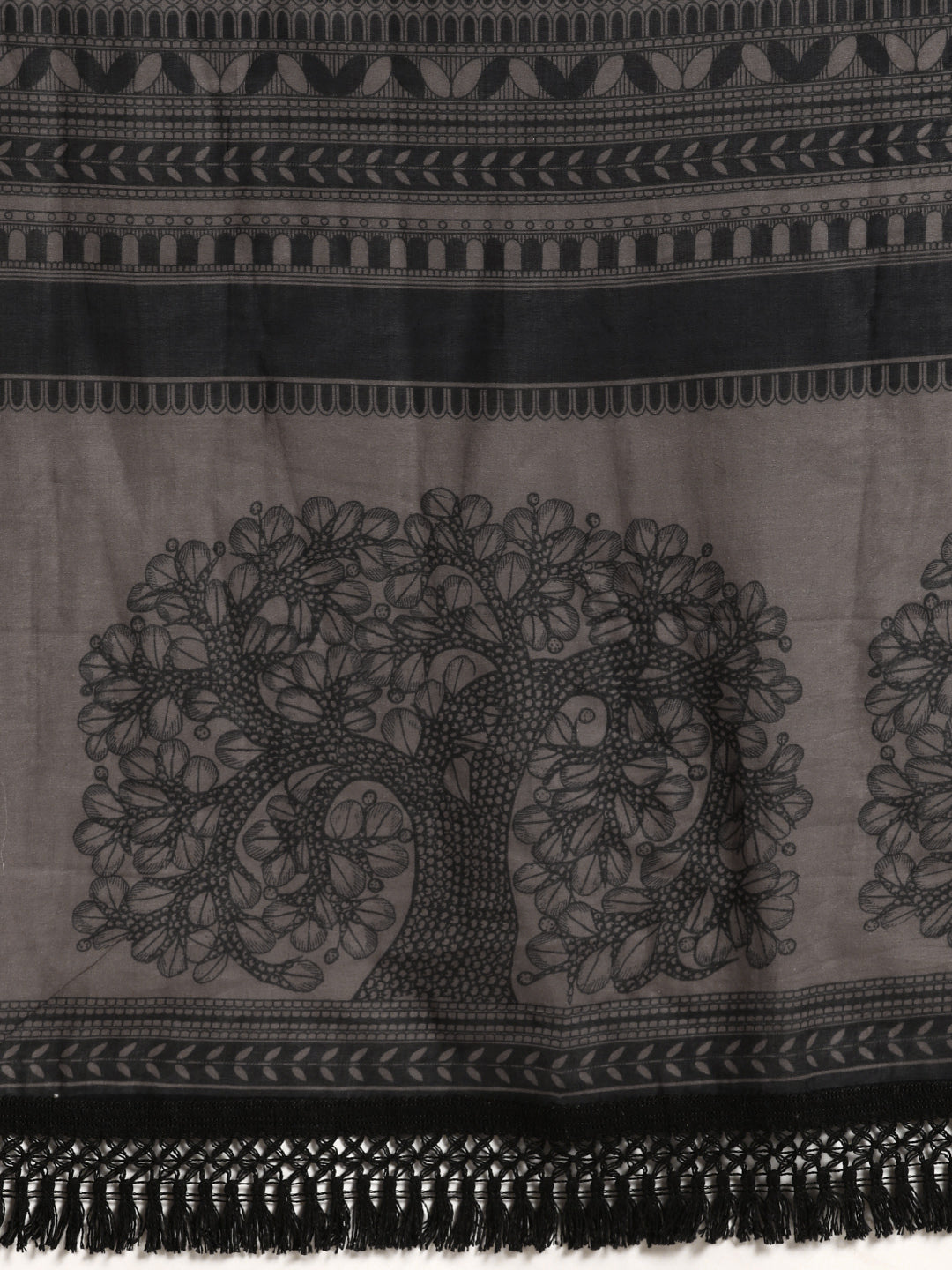 Buta Buti Brown Colour Floral Printed Pure Cotton Saree With Unstitched Blouse And Lace