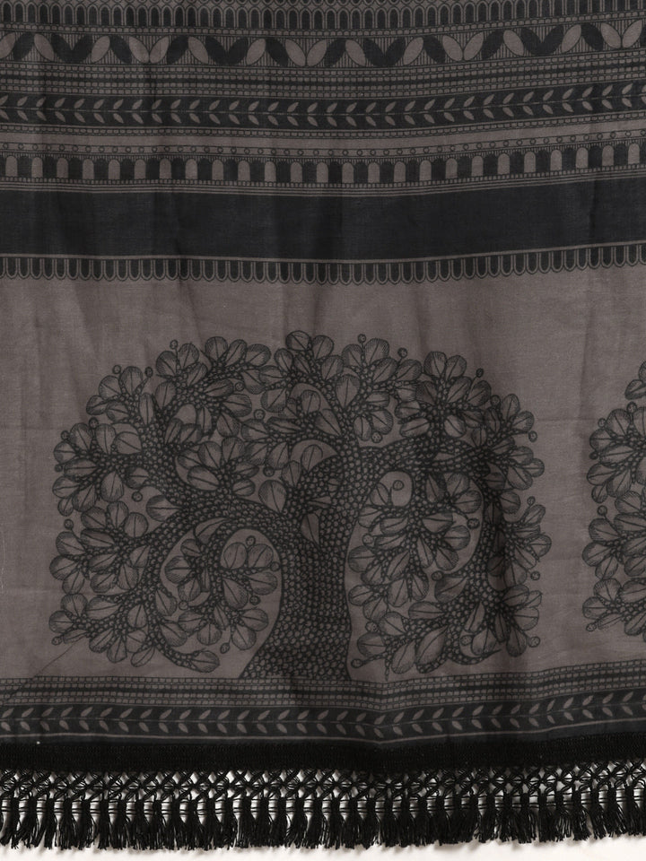 Buta Buti Brown Colour Floral Printed Pure Cotton Saree With Unstitched Blouse And Lace