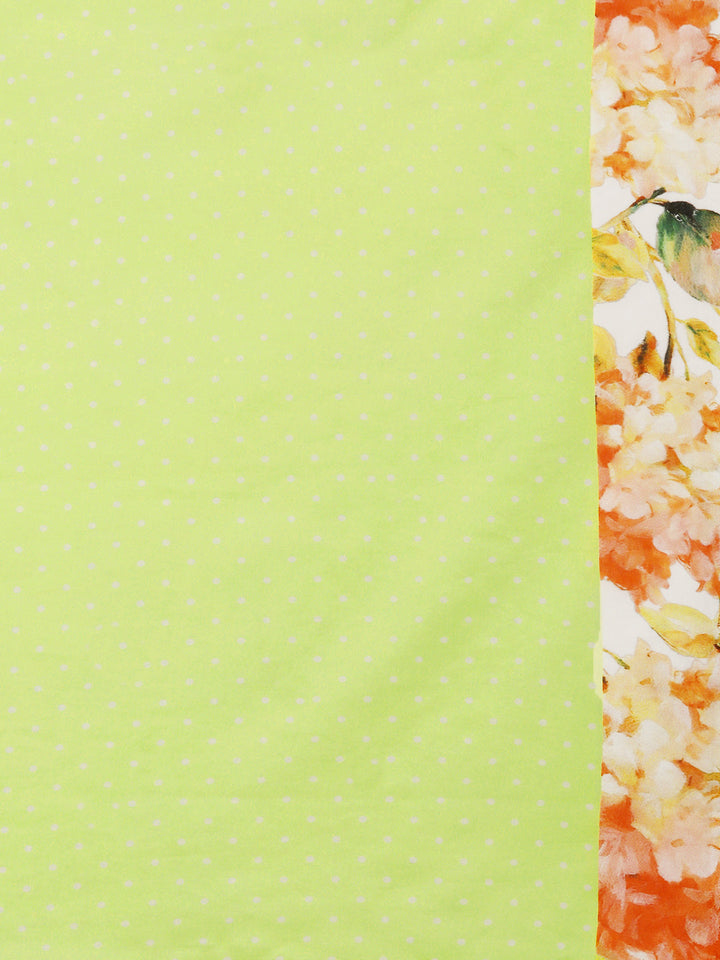 Buta Buti Neon Colour Polka Dots  Printed Pure Cotton Saree With Unstitched Blouse