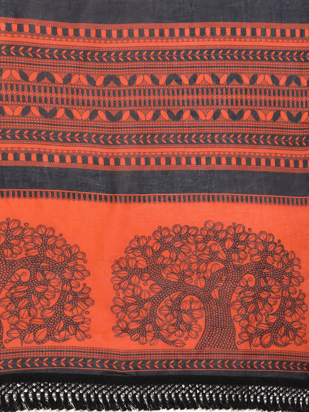 Buta Buti Orange Colour Floral Printed Pure Cotton Saree With Unstitched Blouse And Lace