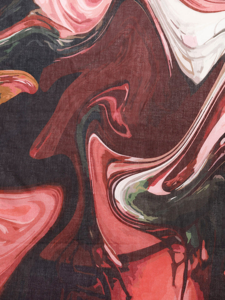 Buta Buti Red Colour Abstract Printed Pure cotton Saree With Unstitched Blouse