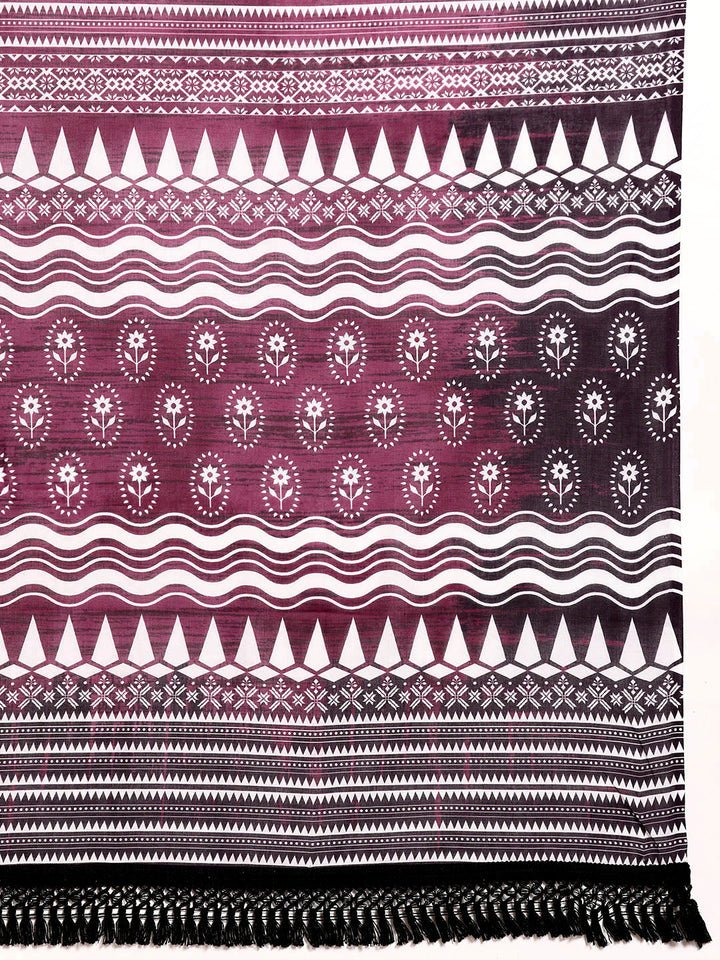 Buta Buti Maroon Colour Floral Printed Pure Cotton Saree With Unstitched Blouse And Lace