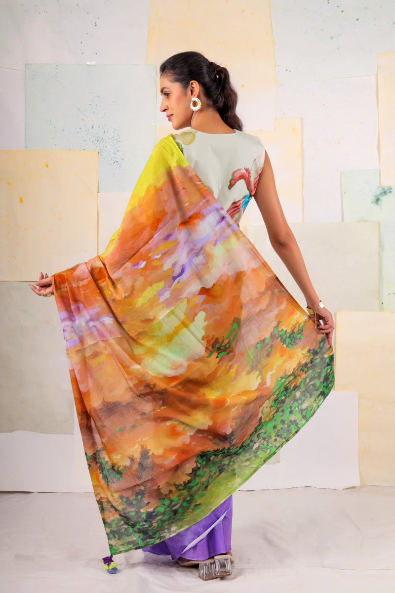 Lemon butterscape saree