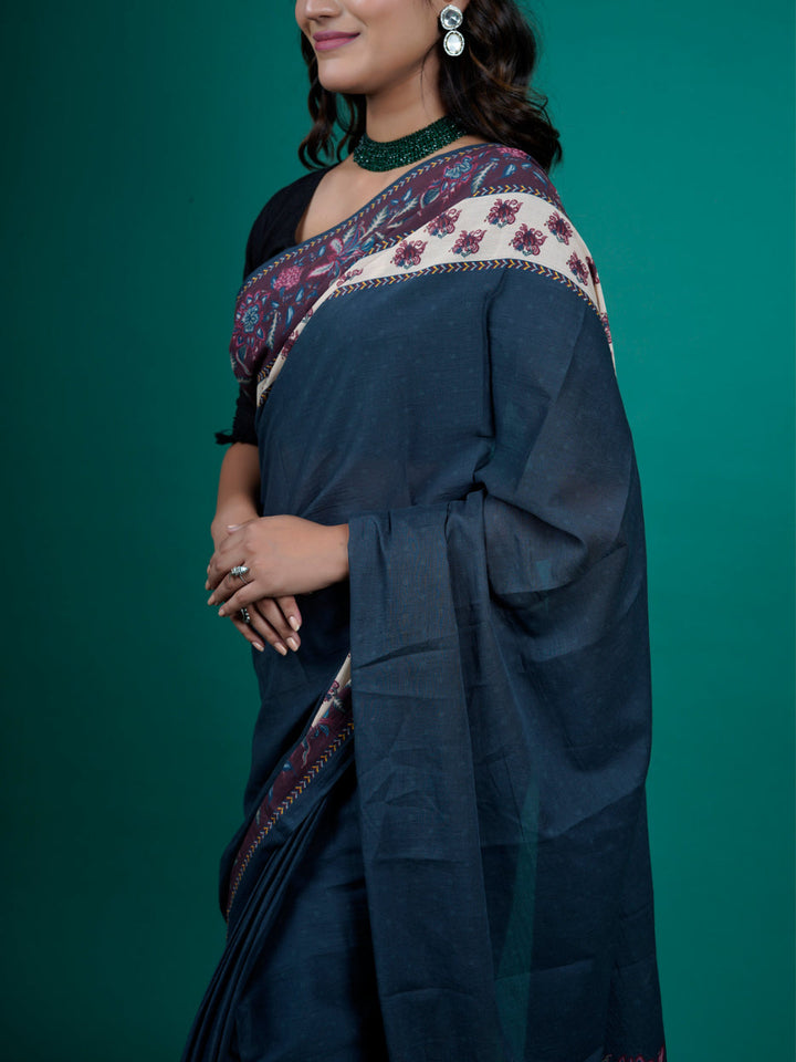 Buta Buti Chintz Floral Printed Cotton Tasseled Saree