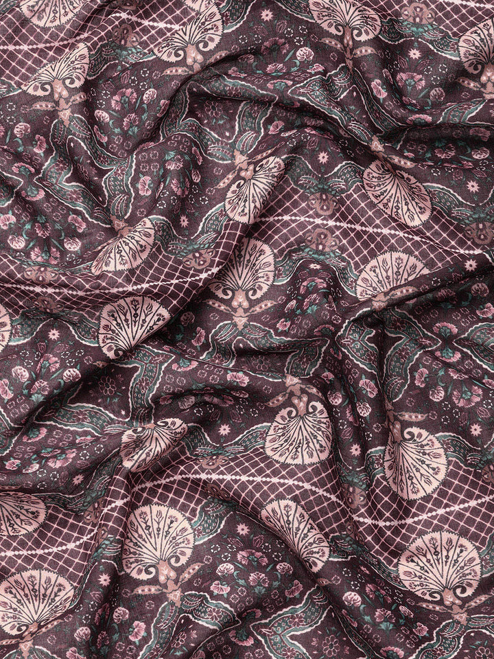 Buta Buti Maroon Colour Floral Printed Pure Cotton Saree With Unstitched Blouse And Lace