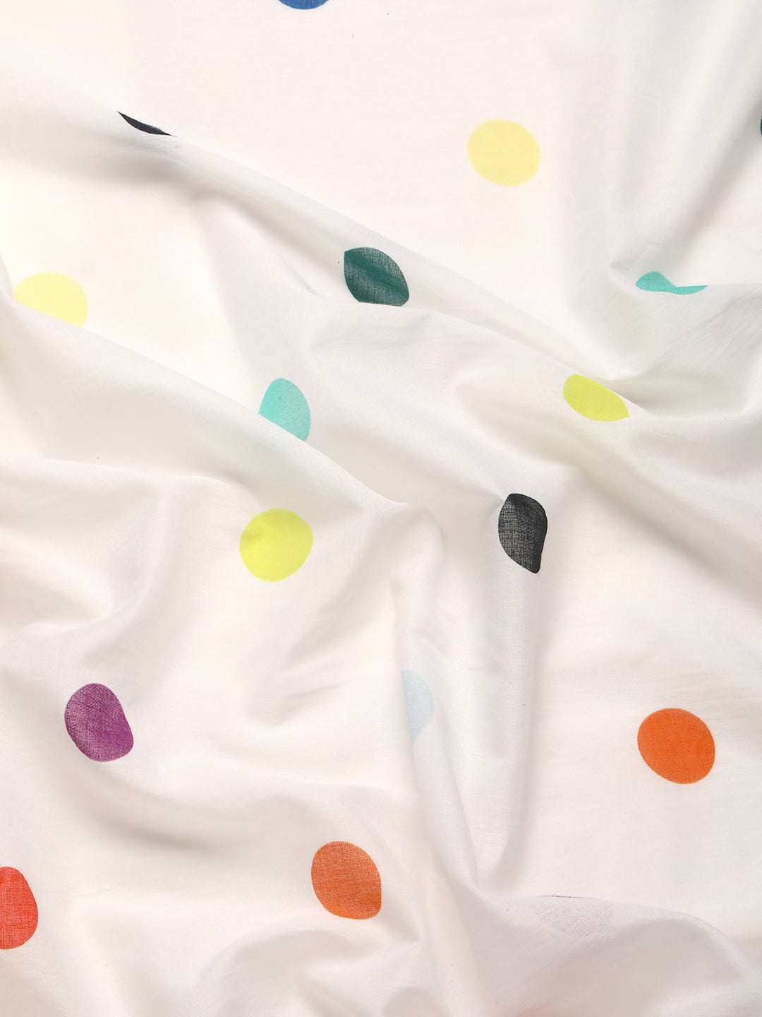 Buta Buti Multi Colour Polka Dots  Printed Pure Cotton Saree With Unstitched Blouse