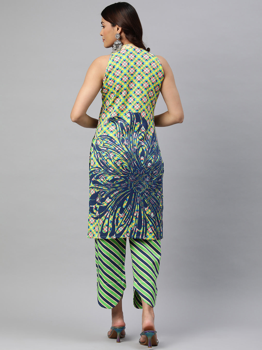 Green Color Floral Printed Pure Cotton  Kurta Set