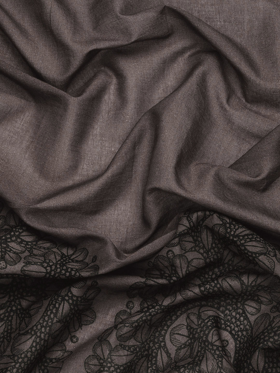 Buta Buti Brown Colour Floral Printed Pure Cotton Saree With Unstitched Blouse And Lace