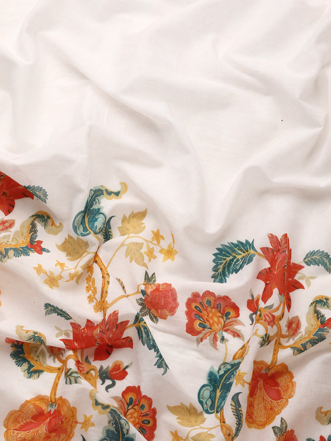 Buta Buti White Colour Floral  Printed Pure Cotton Saree With Unstitched Blouse