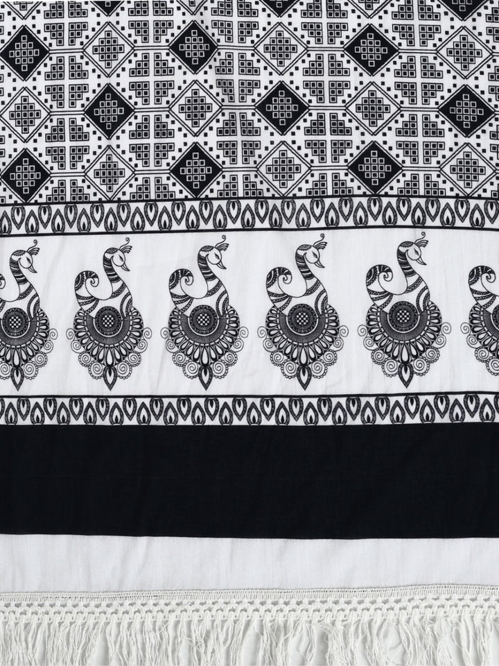 Buta Buti Ethnic Motif Printed Pure Cotton Tasseled Saree