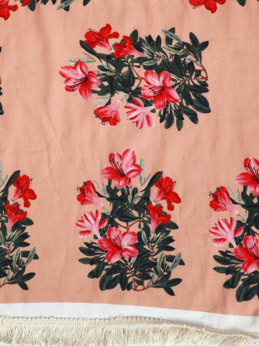 Buta Buti Floral Print Pure Coton Tasseled Saree