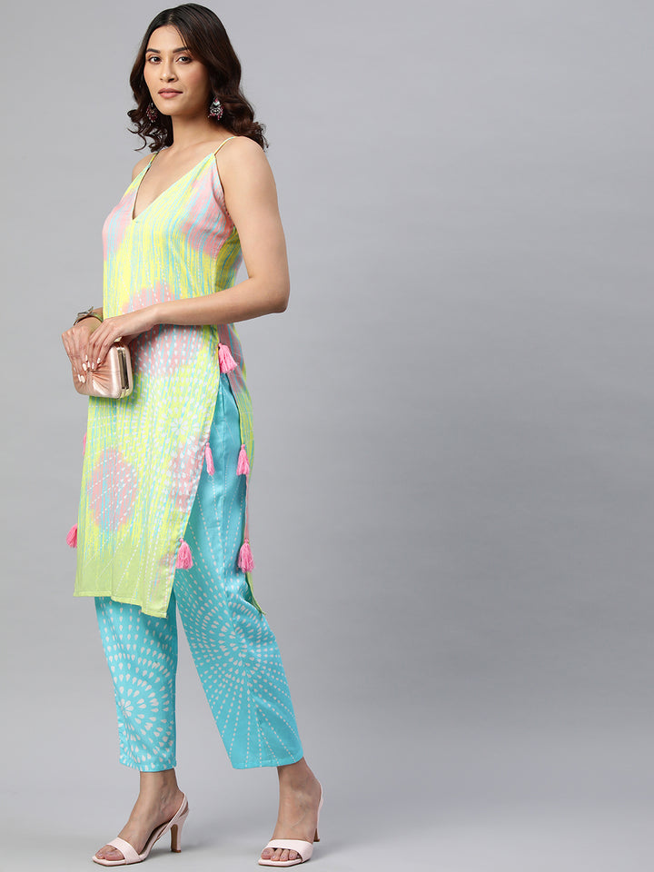 Blue Color Floral Printed Pure Cotton  Kurta Set