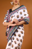 Buta Buti Multi Colour Floral Printed Pure Cotton Saree With Unstitched Blouse And Lace