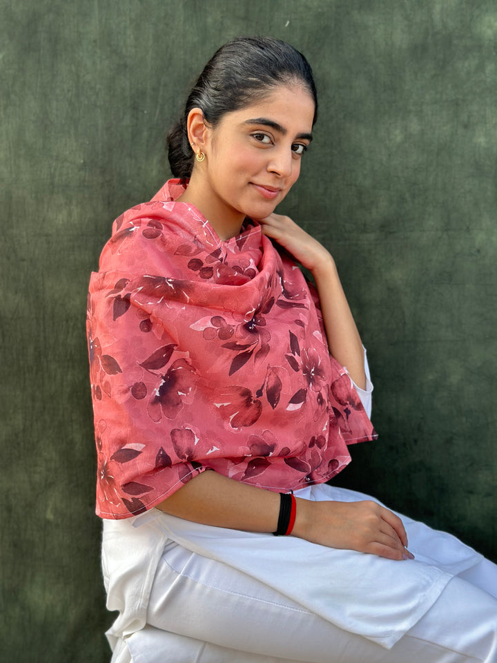 Buta Buti Floral Printed Cotton Scarf