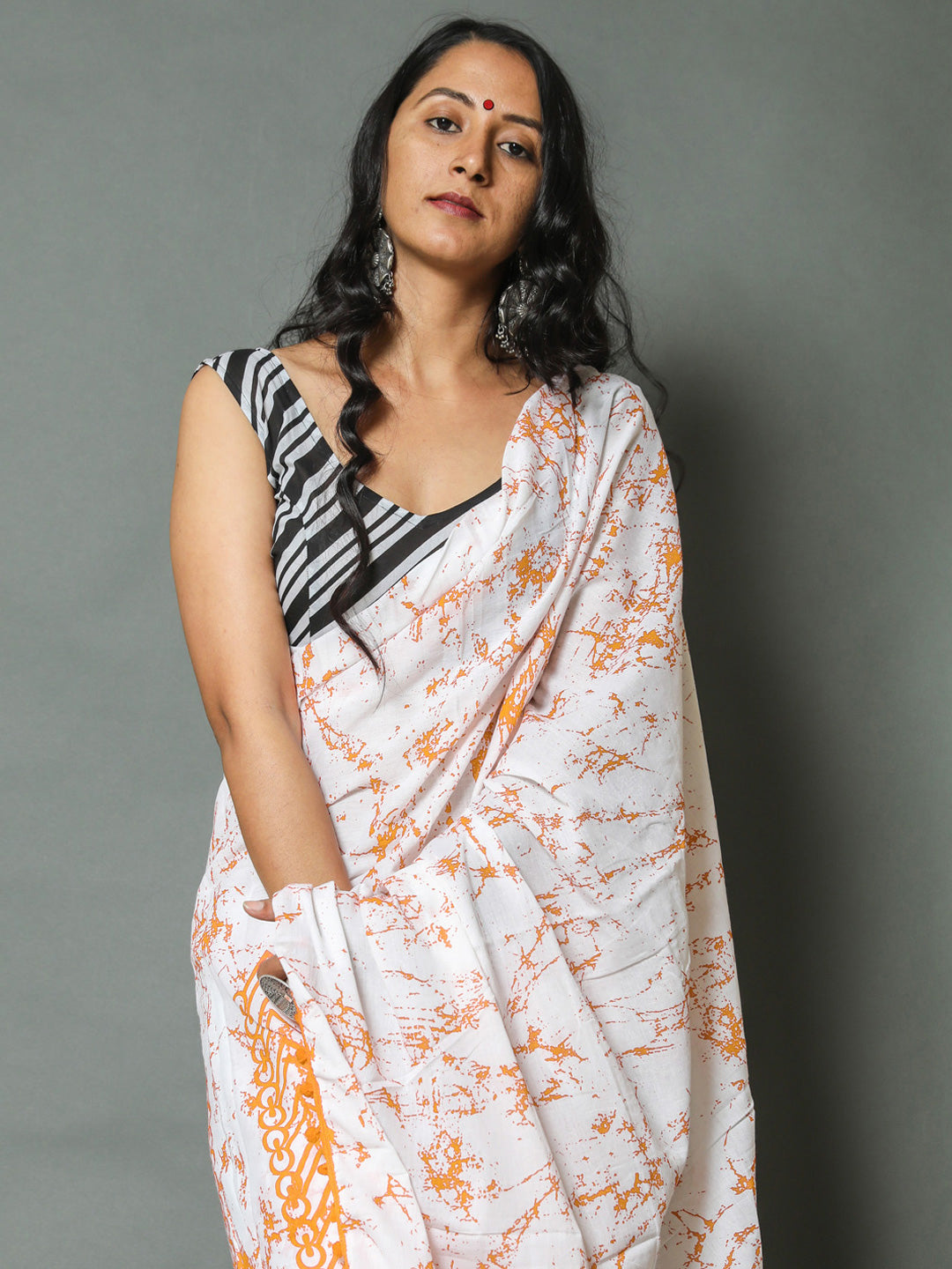 Buta Buti Mustard Colour Tie and Dye Printed Pure Cotton Saree