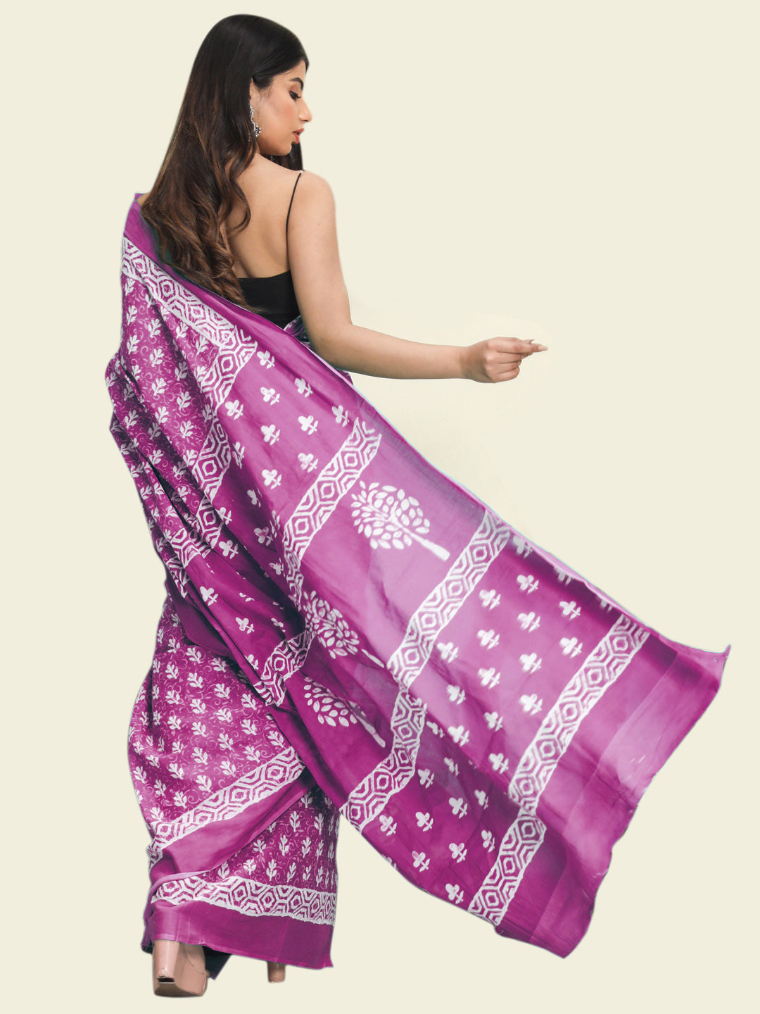 Buta Buti Pink Colour Floral Printed Pure Cotton Saree