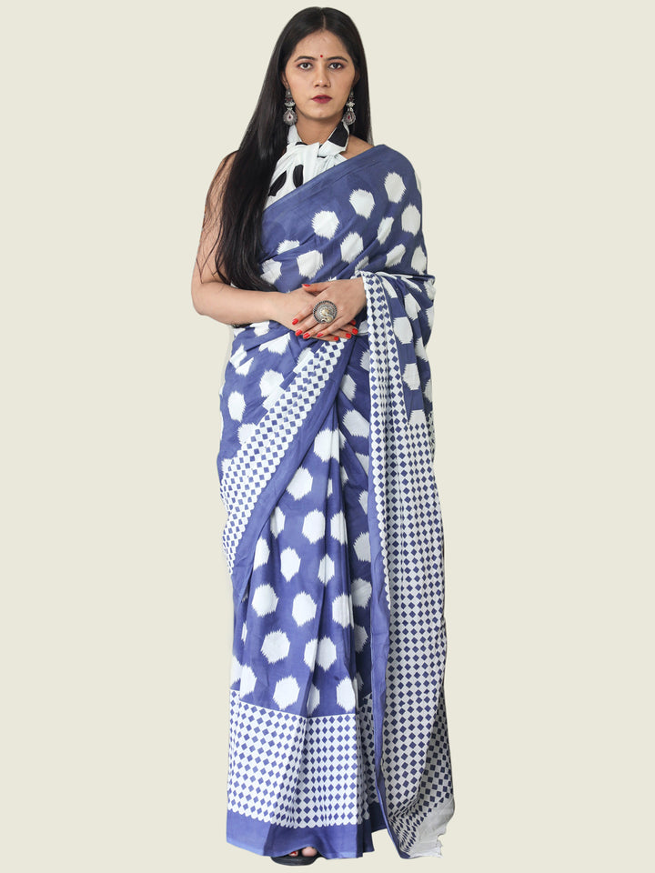 Buta Buti Purple Colour Geometric Printed Pure Cotton Saree