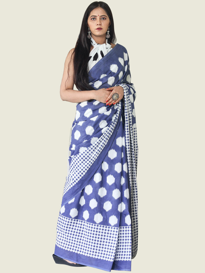 Buta Buti Purple Colour Geometric Printed Pure Cotton Saree