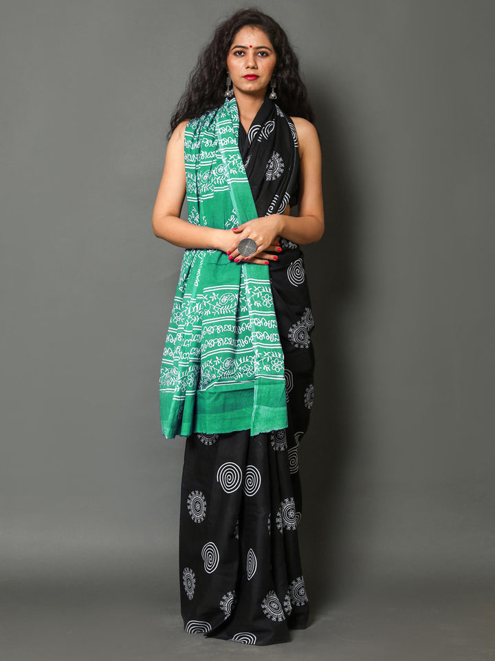 Buta Buti Green Colour Abstract Printed Pure Cotton Saree