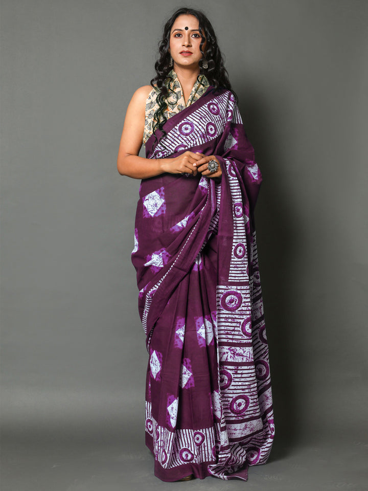 Buta Buti Pink Colour Geometric Printed Pure Cotton Saree