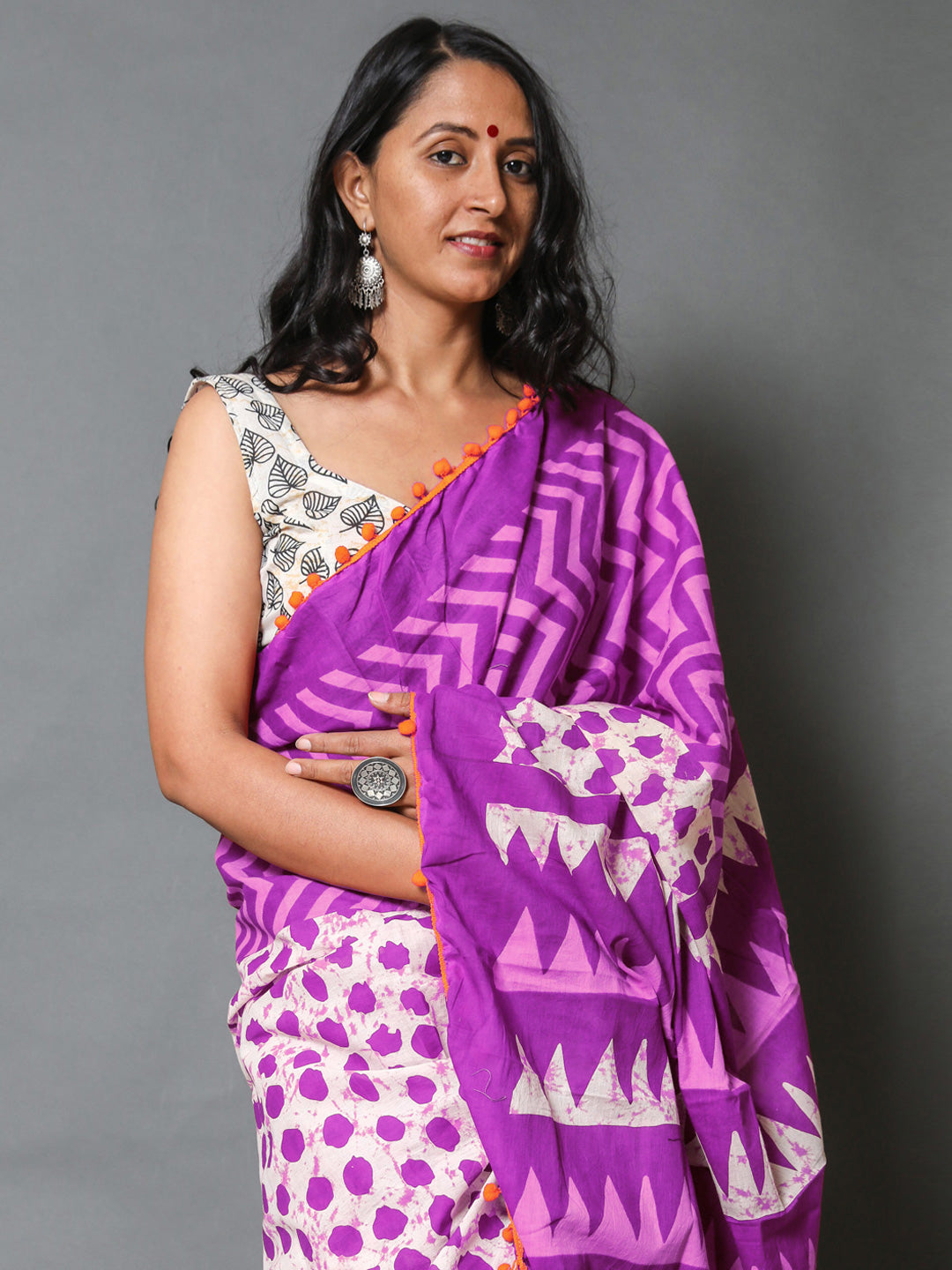 Buta Buti Pink Colour Geometric Printed Pure Cotton Saree