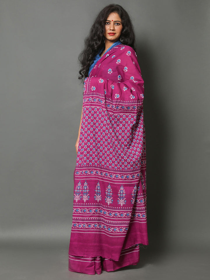 Buta Buti Pink Colour Floral Printed Pure Cotton Saree