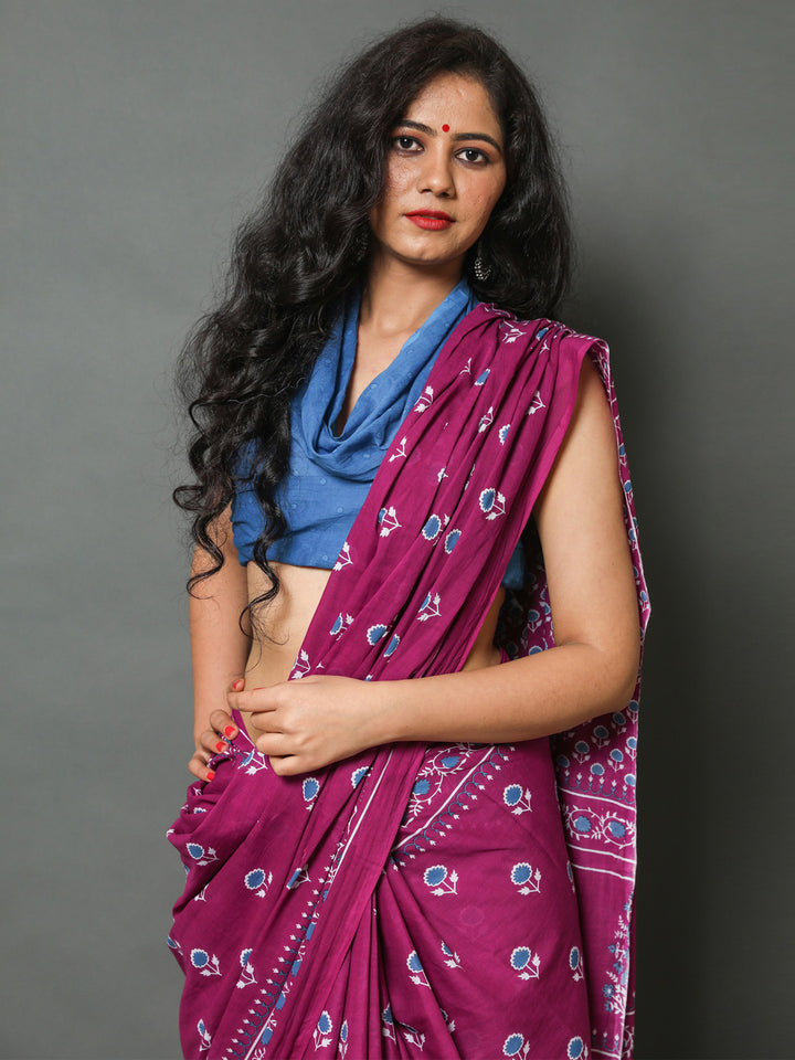 Buta Buti Pink Colour Floral Printed Pure Cotton Saree