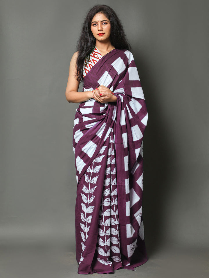 Buta Buti Lavender Colour Floral Printed Pure Cotton Saree