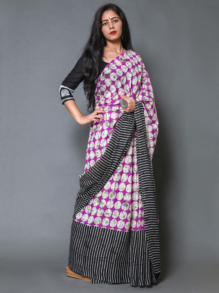 Buta Buti Pink Colour Geometric Printed Pure Cotton Saree